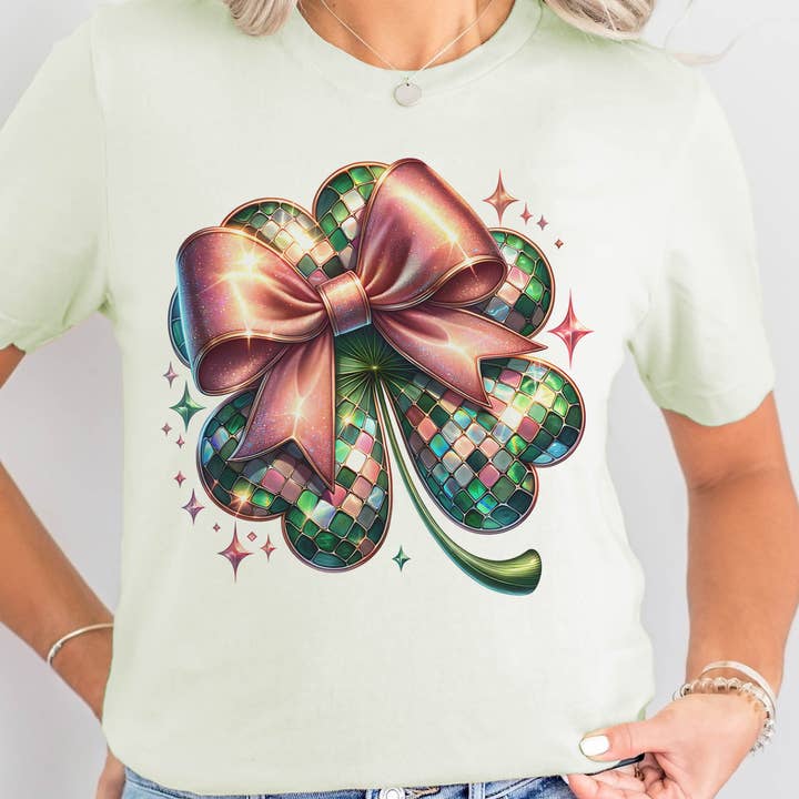 St. Patricks Day Disco Clover Coquette Graphic Tee for wholesale by Par.tees by Party On!
