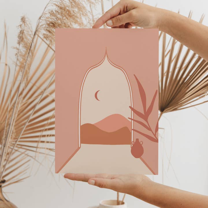 Pink Arch Landscape Art Print for wholesale by Coral Cove Studio