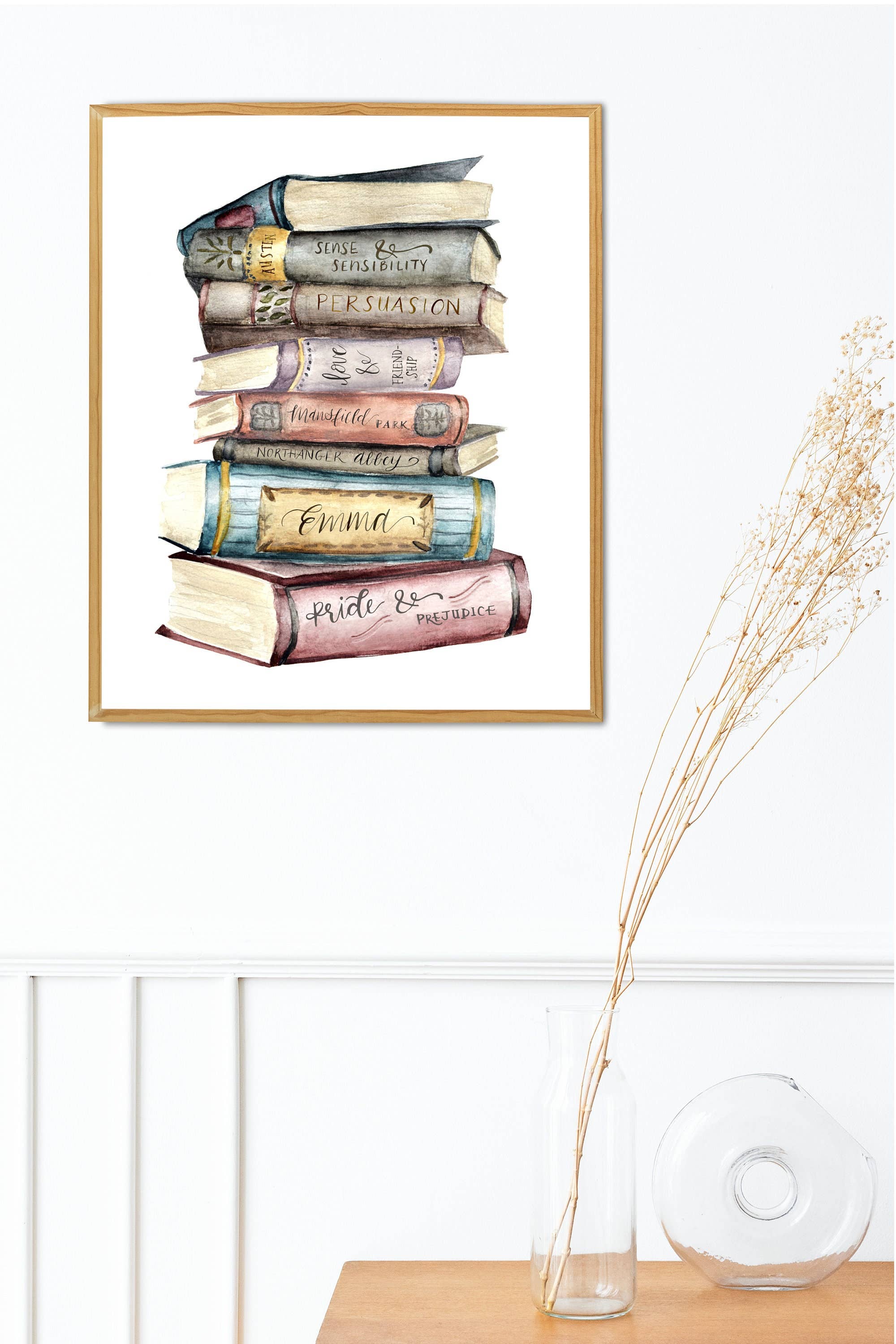 Fox and Wild - Wholesale Art Print - Jane Austen Book Stack Print / 8 x 102