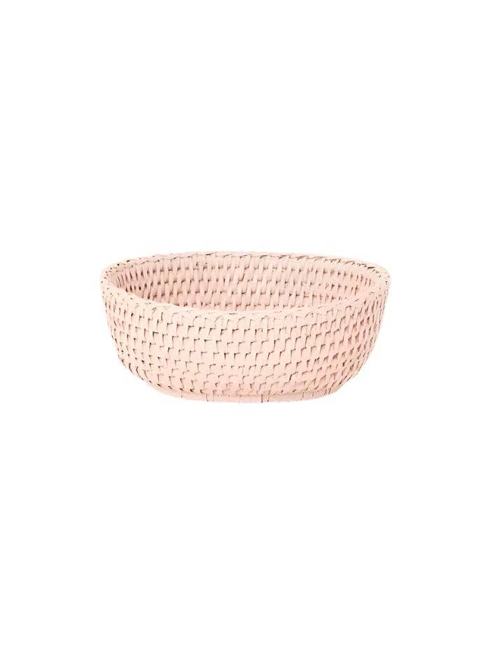 Mayfair Trinket Tray hold All Rattan Basket in Pink for wholesale by Madame Smart Ltd