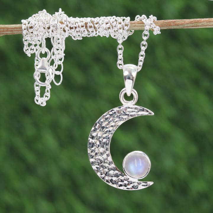 Jay Jools - Wholesale Pendant/Charm Necklace - Rainbow Moonstone Pendant: 925 Silver Half Moon Gems Jewelry6