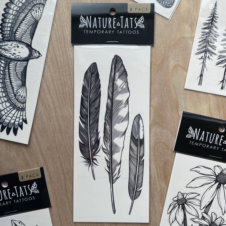 NatureTats - Wholesale Temporary Tattoo - Feather Finds Temporary Tattoo1