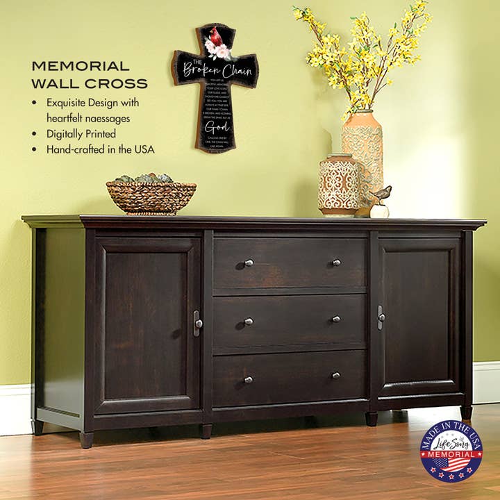 LifeSong Milestones - Wholesale Wall Cross - Cardinal Memorial Wall Cross: The Broken Chain