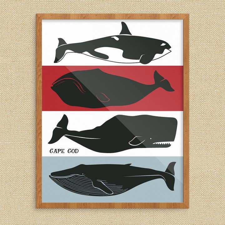 Stampa di balene a Cape Cod, 20,3 x 25,4 cm per la vendita all'ingrosso da parte di Fridgedoor