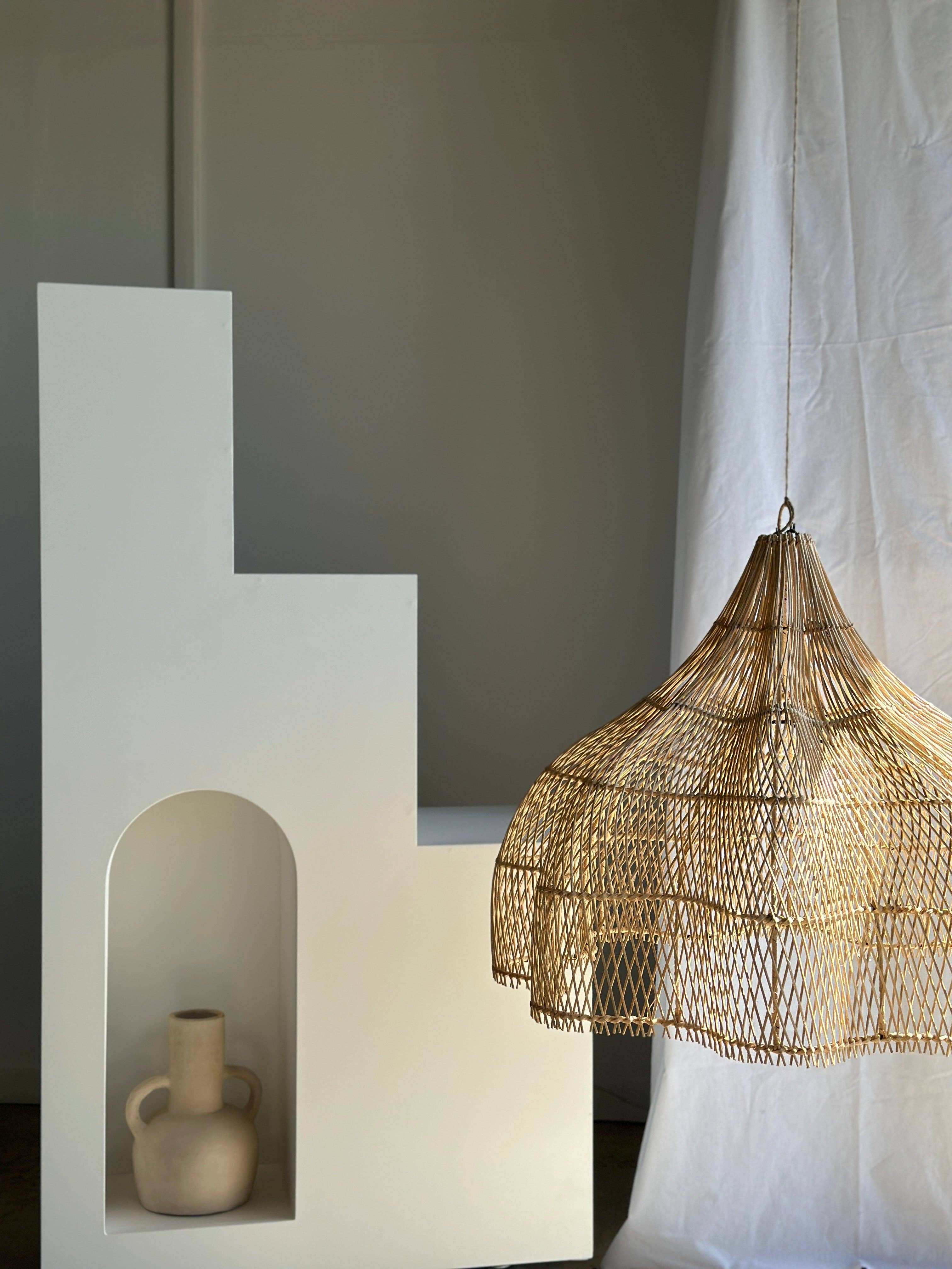 Office Objets - Wholesale Chandelier/Hanging Light - Pendant light, flower-shaped rattan fixture, tulip, corolla H:80cm D80cm0