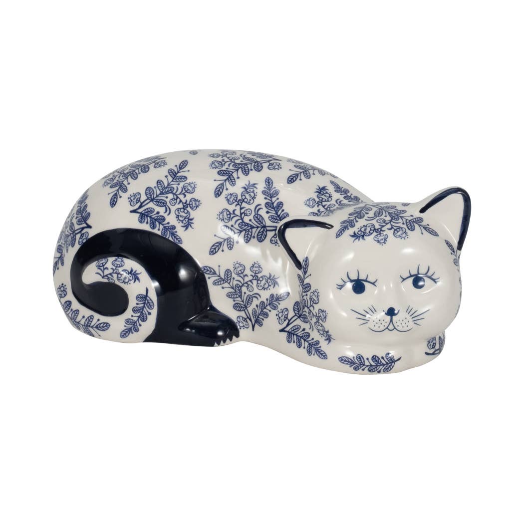 Sagebrook Home - Wholesale Decorative Figurine - Ceramic Chinoiserie Sleeping Cat Figurine - White, 4 in.3