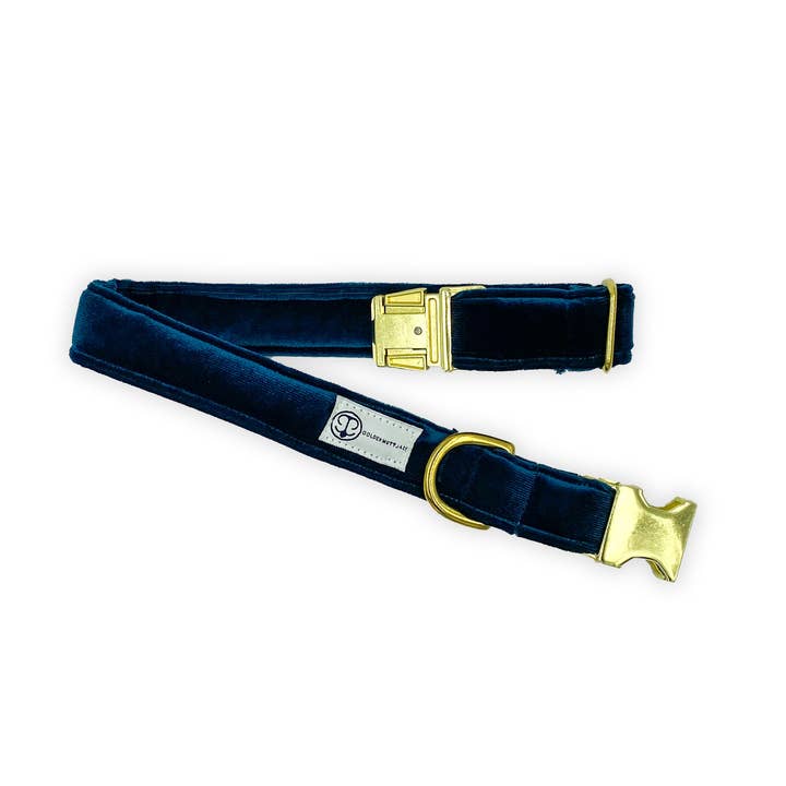 Blue Velvet Standard Collar for wholesale by Golden Mutt Jack