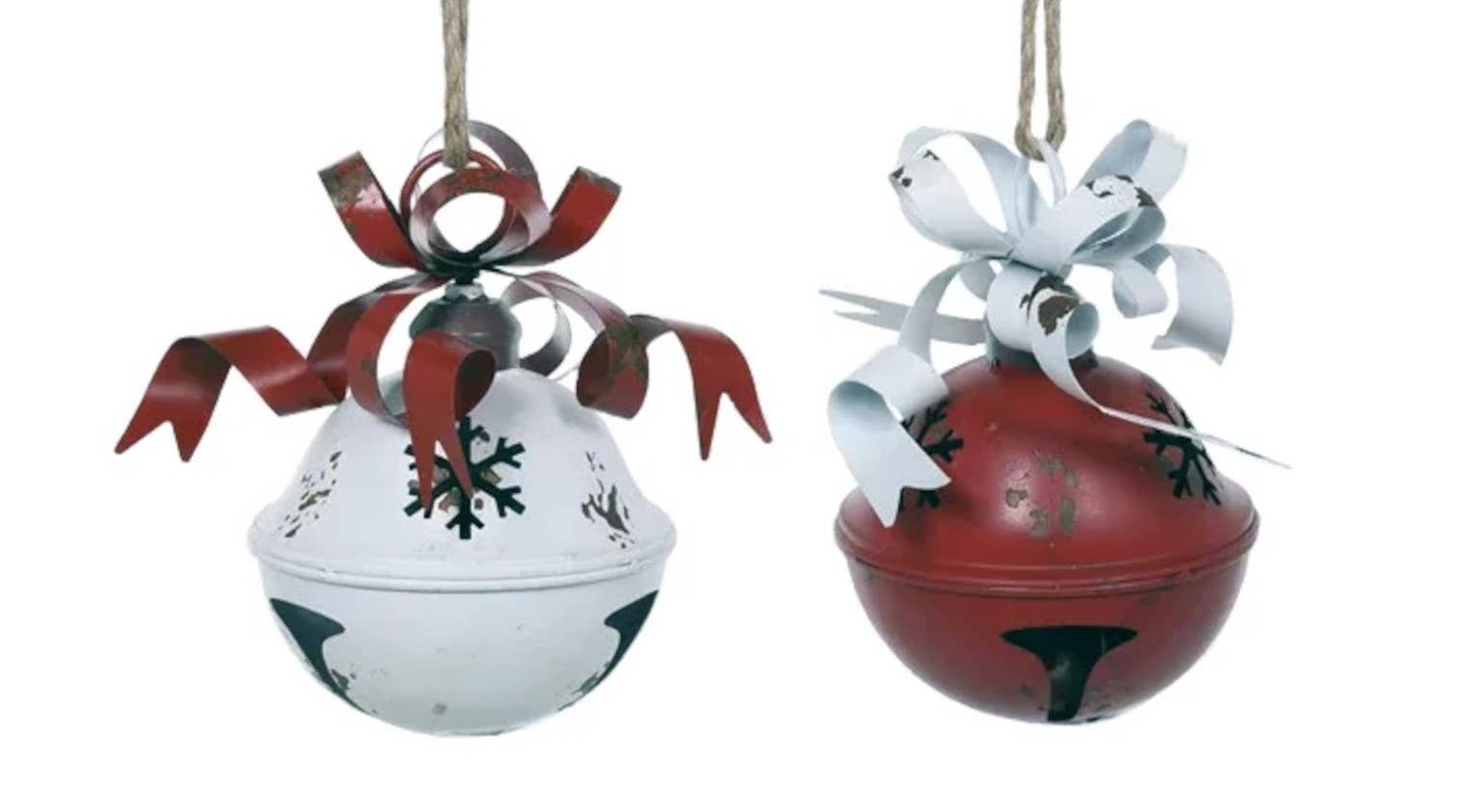 Will's Company - Wholesale Ornament - Red & White Jingle Bell with Bow - 2 Sizes0