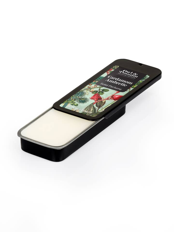 Profumo Solido Vegano CARDAMOMO AMBRETTE per la vendita all'ingrosso da parte di Owl & Possum