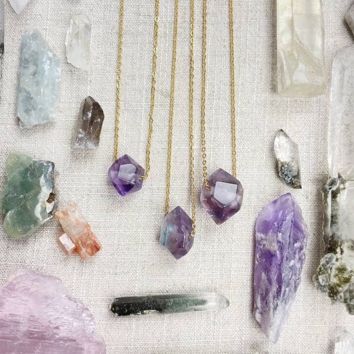 Included Amethyst Gemstone Double Terminated Point Necklace and other Purchase Wholesale amethyst pendant. Free Returns & Net 60 Terms on Faire trending on Faire.