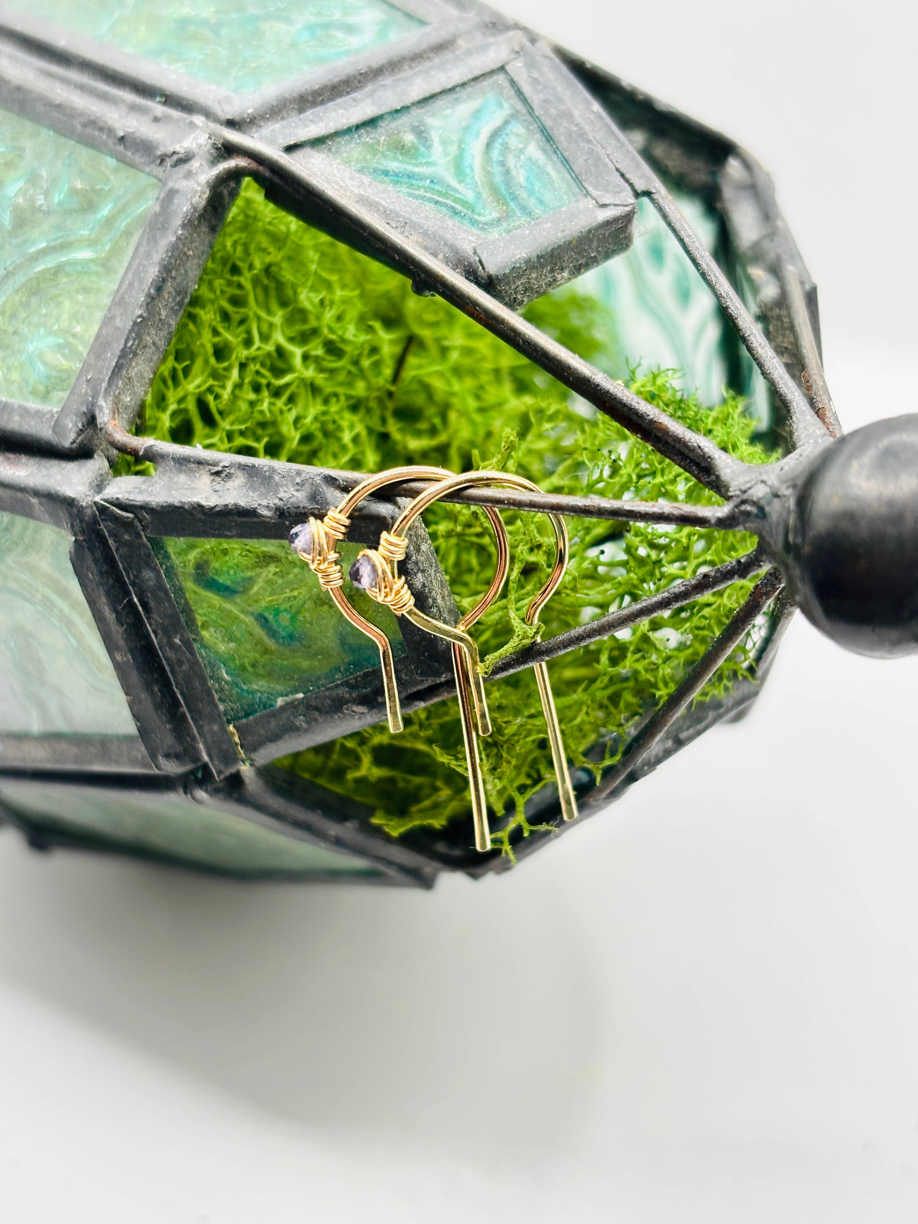 Rachel Renee Jewelry - Wholesale Hoop Earrings - DECO Gem Open Circle Threader Hoops 13