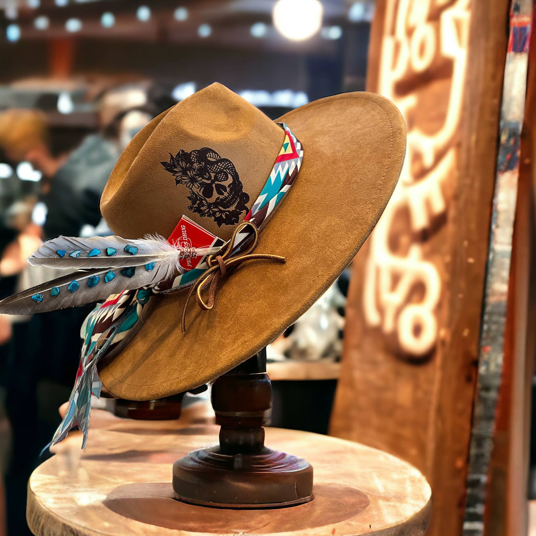 Wild Indigo - Wholesale Fedora - Women's - Skull Snake Burnt Hat Western Apparel0