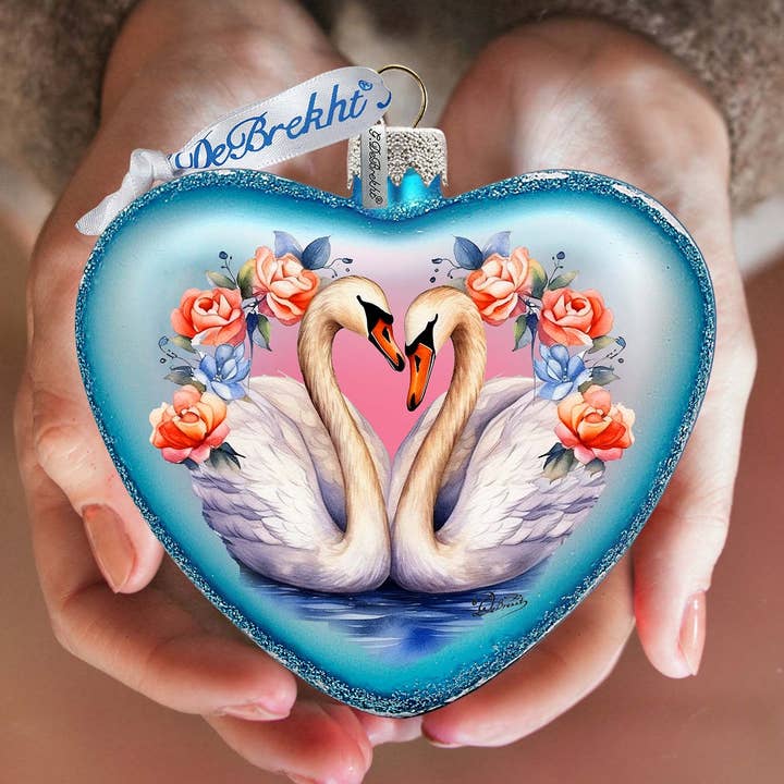 Designocracy - Vendita all'ingrosso Decorazione - Ornamento in vetro a forma di cuore Swan Love G.Debrekht Christmas0