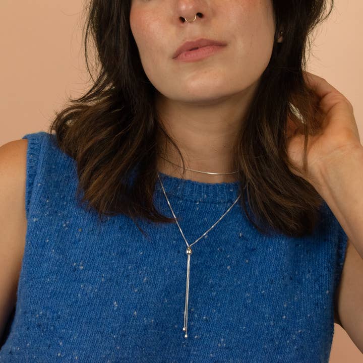 Cold Gold - Wholesale Y-Neck/Lariat Necklace - The Infinity Bolo Necklace in Sterling Silver8