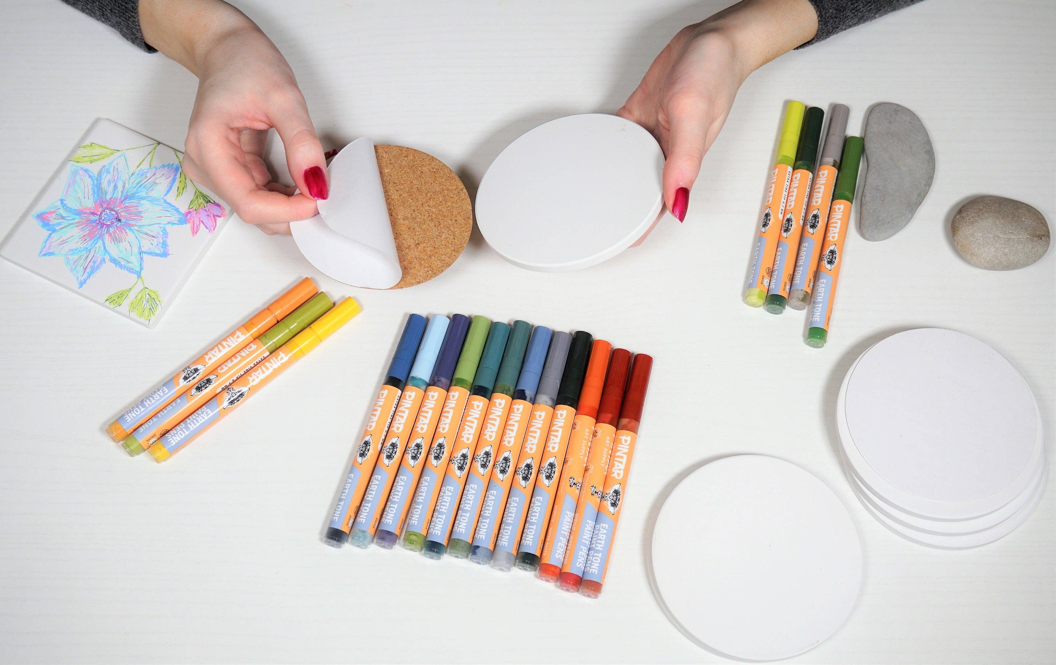 Pintar Art Supply - Vendita all'ingrosso Pennarelli - Pintar Earth Tone Color, confezione da 20 pennarelli acrilici con punta extra fine da 0,7 mm, utilizzabile su rocce, tela, vetro, ceramica, plastica, porcellana8