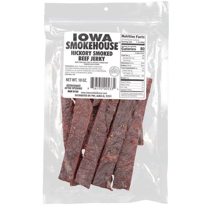 10 oz Beef Jerky Hickory Smoked (6/case) for wholesale by IOWA SMOKEHOUSE