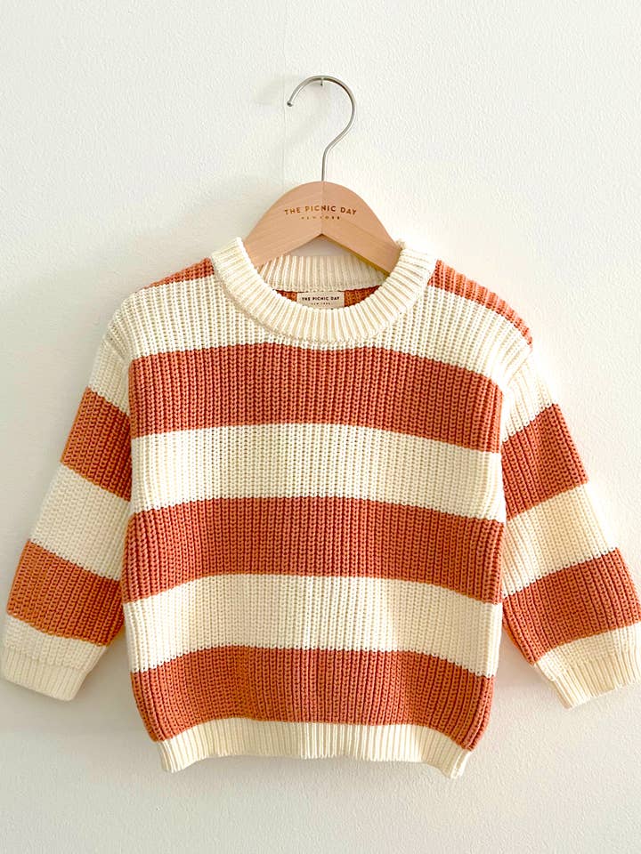 Chunky Sweater Caramel Stripe for wholesale by The Picnic Day