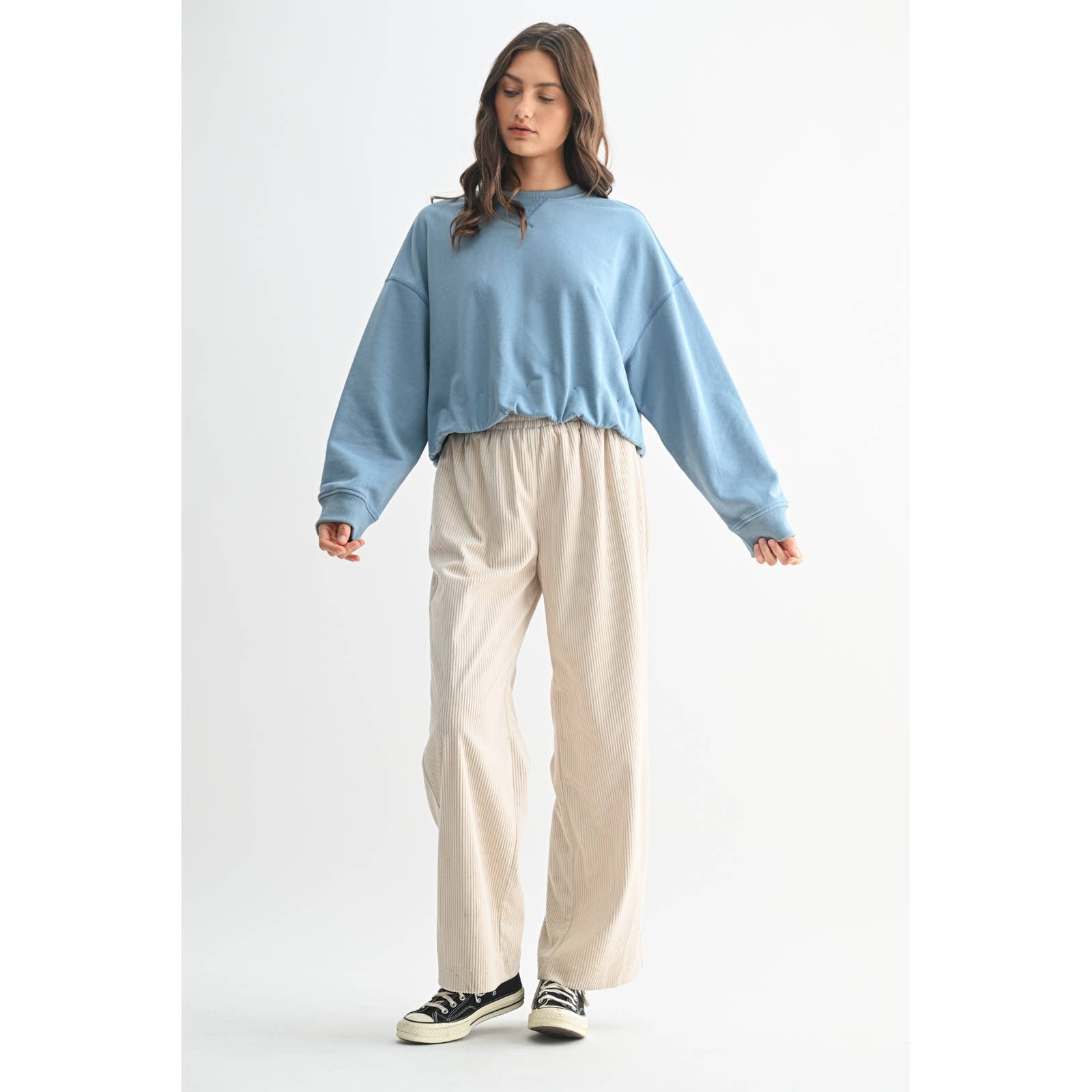 Wishlist Apparel - Wholesale Knit Top - Women's - BUBBLE HEM FRENCH TERRY TOP / WL25-114011