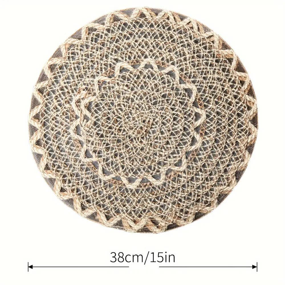 Huis Van Merken - Venta al por mayor Manteles individuales - Set de 4 individuales tejidos de yute estilo bohemio2