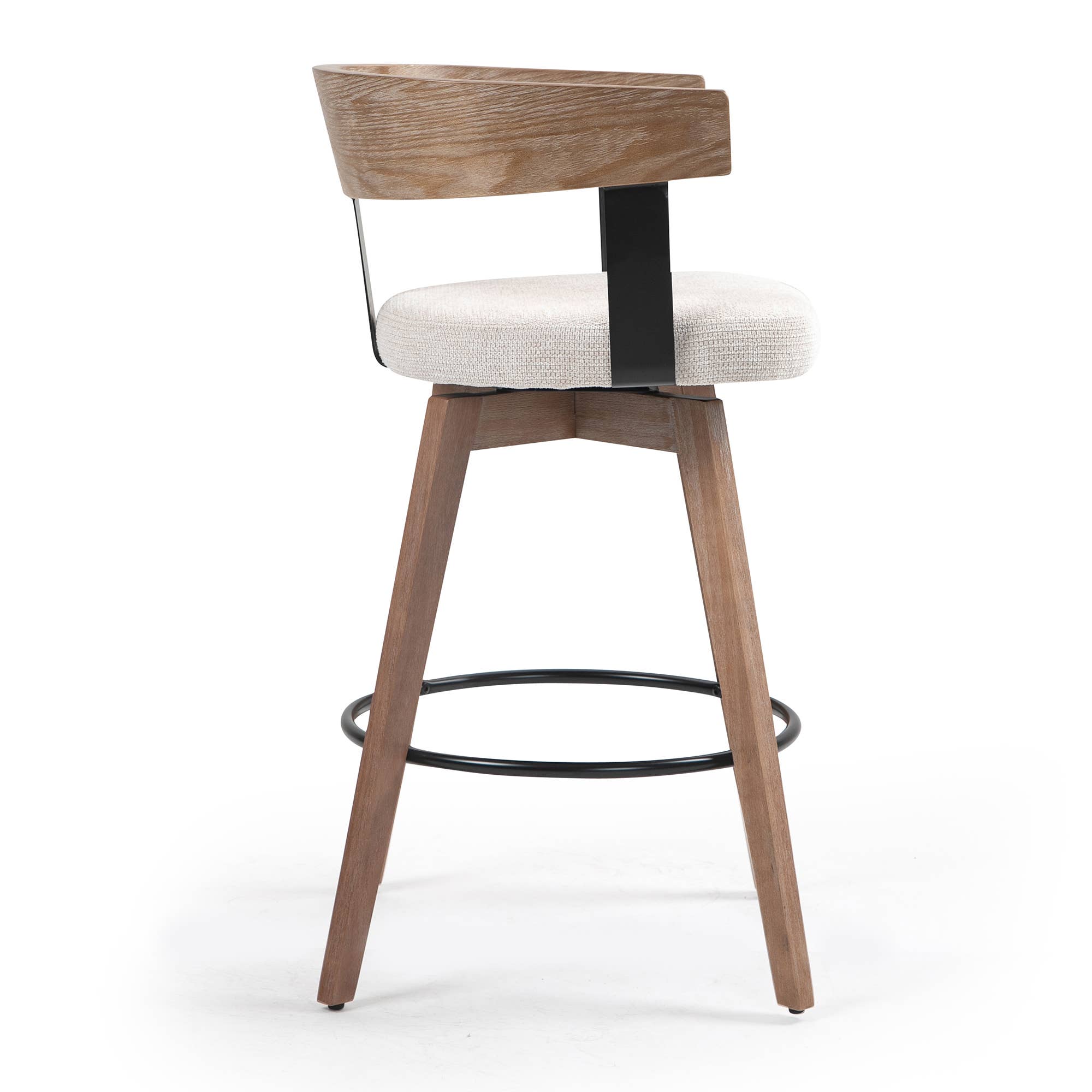 Glamour Home - Wholesale Stool - Beck Beige Linen Fabric Counter Stool with Natural Wood2