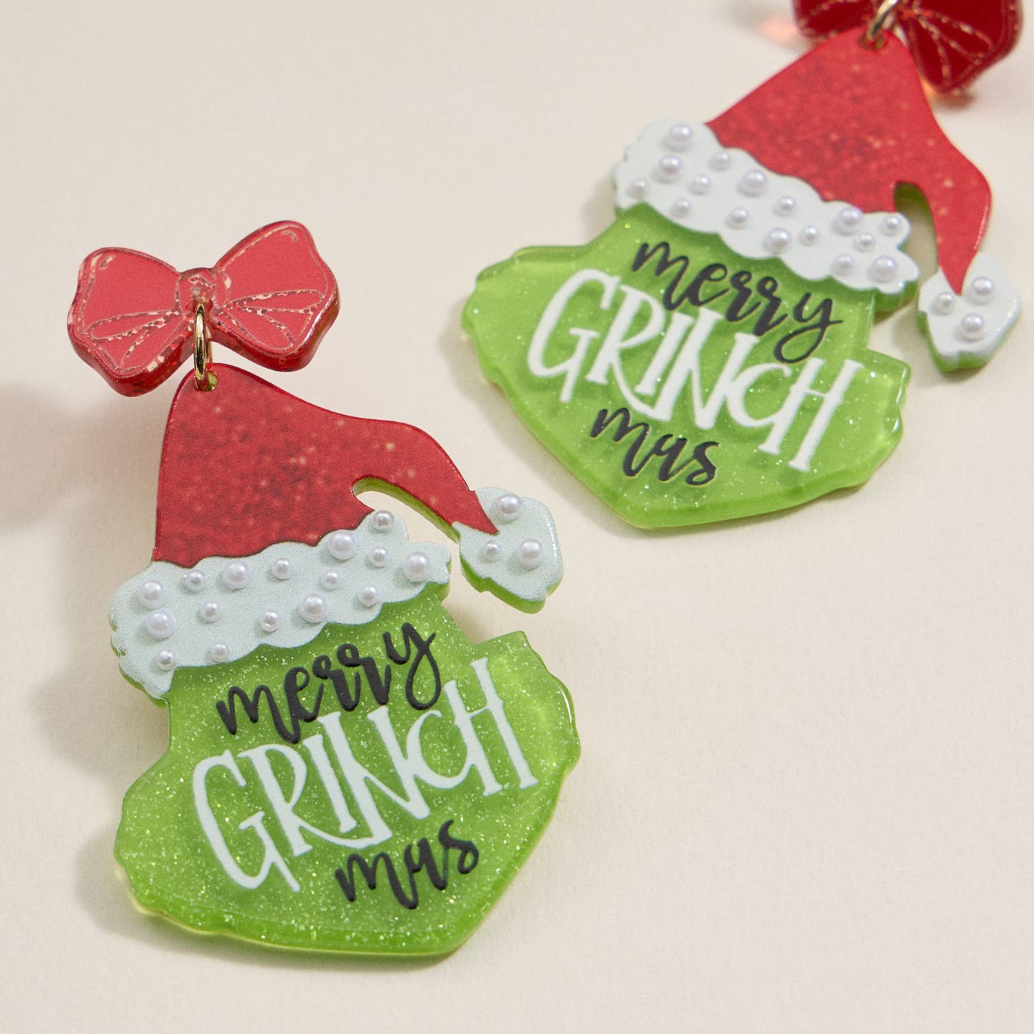 Lilla Haven - Wholesale Dangle Earrings - Christmas Green Monster Acetate Dangling Earrings13