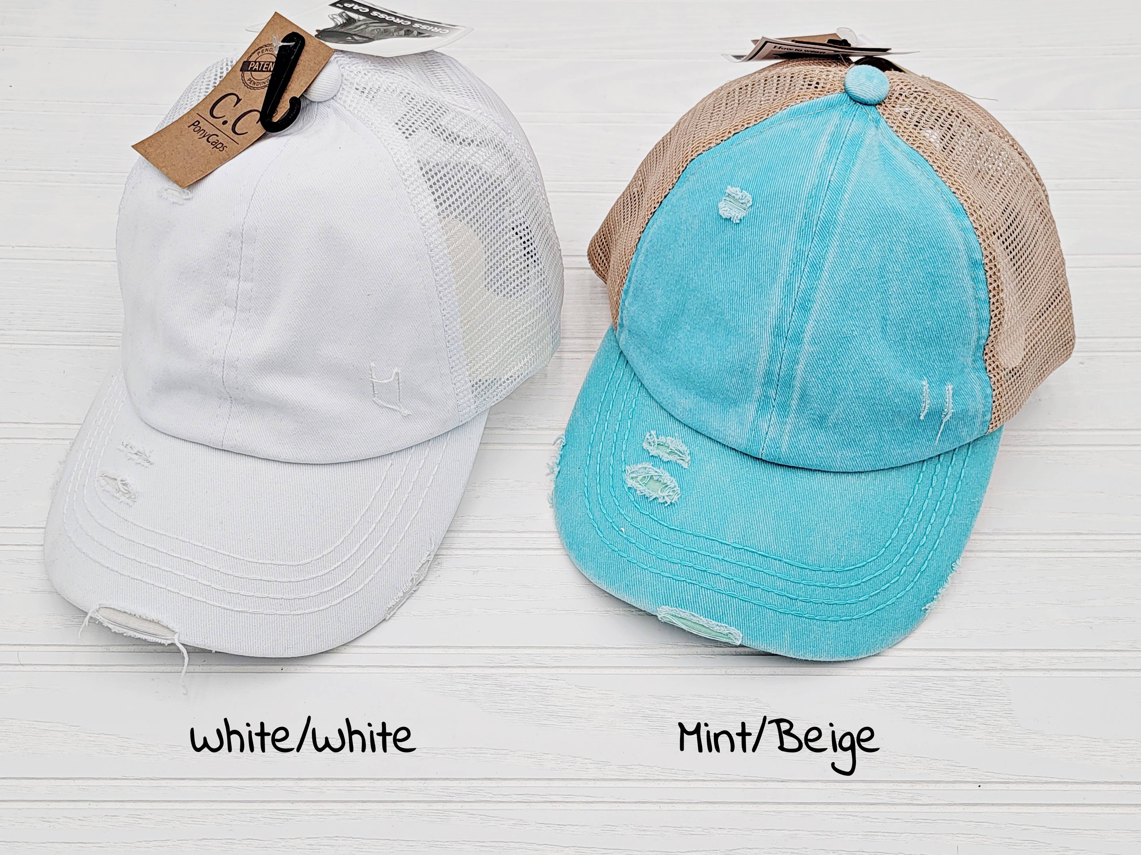 Treasure Bank - Wholesale Ponytail Cap - Women's - C.C Washed Denim, Mesh Back  with Crossed Band for Ponytail1