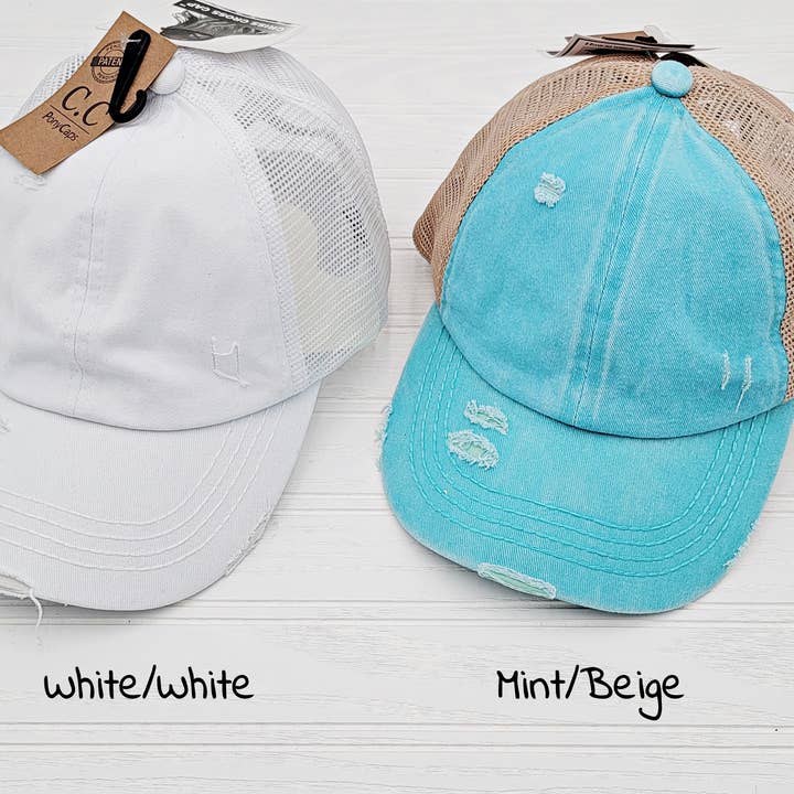 Treasure Bank - Wholesale Ponytail Cap - Women's - C.C Washed Denim, Mesh Back with Crossed Band for Ponytail1