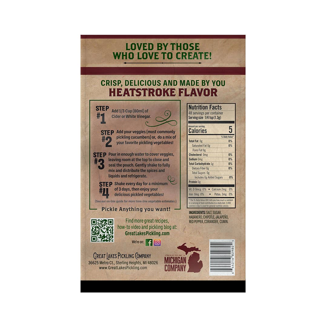 Great Lakes Pickling Company LLC - Wholesale Pickled Vegetables - Heatstroke Easy-to-Make Pickling Pouch1