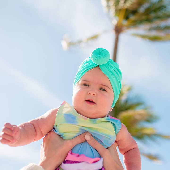 Sweet Peas Co - Venta al por mayor Gorro de natación - Niños y bebés - Turbante Nudo Laguna Azul