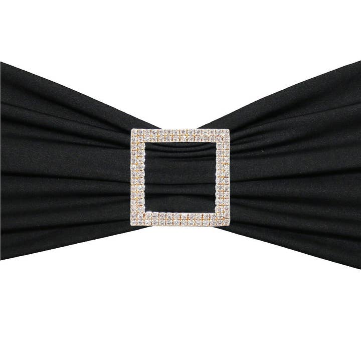 YOUR CHAIR COVERS - Wholesale Brooch - Square Rhinestone Chair Sash Buckle Gold 10/Pack