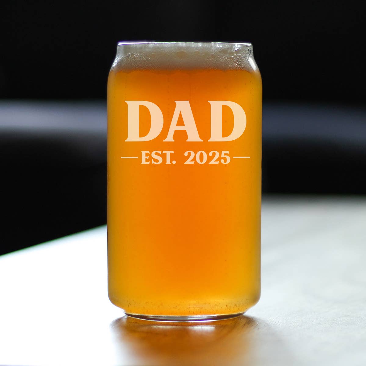 bevvee – wholesale Beer glass/mug – New Dad 2025 - Bold - Beer Can Pint Glass - Engraved1