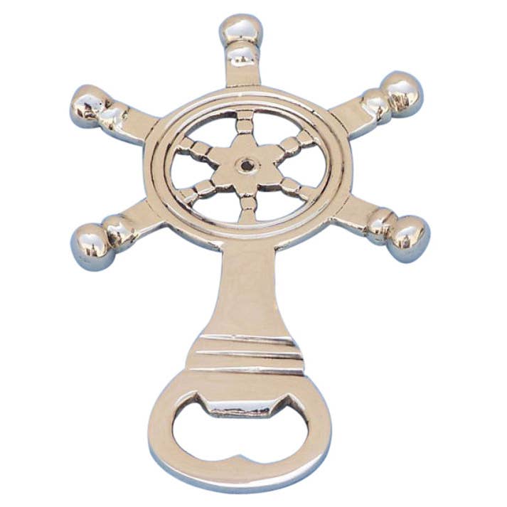 Hampton Ironworks - Wholesale Bottle/Wine Opener - Solid Brass Ship Wheel Bottle Opener 5"