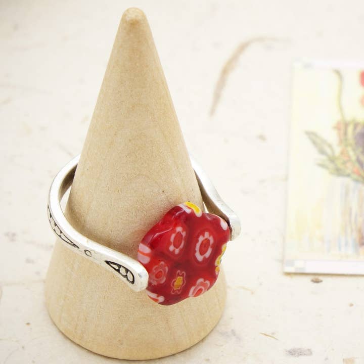 Verna Artisan Works - Wholesale Cocktail/Statement Ring - Murano-Style Millefiori Glass Flower Rings7