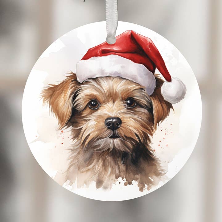 Decoração de Natal de animais de estimação para amantes de cães com chapéu de Papai Noel Ornamento de cão por atacado de The Game Day Family