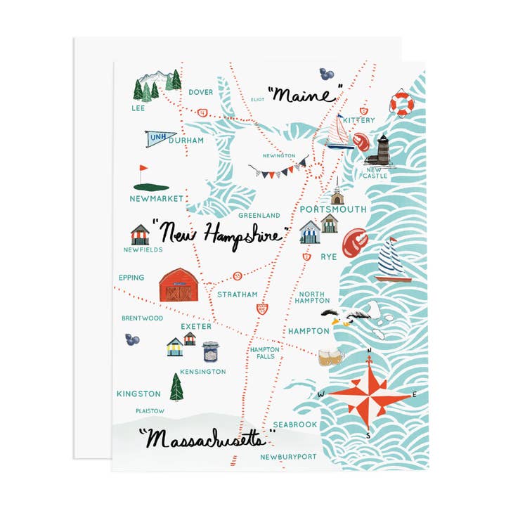 Ramus & Co. - Wholesale Everyday Greeting Card - Seacoast NH Map Greeting Card