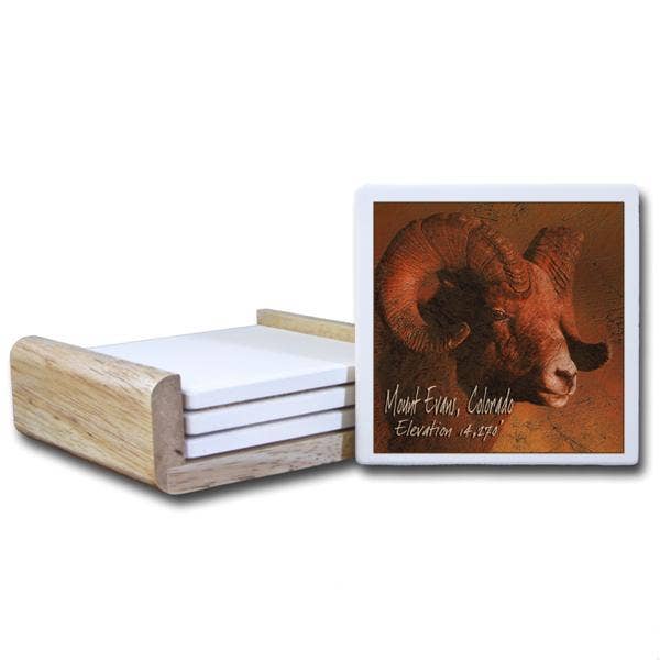 Paint The Town - Vente Sous-verre - CT3149 (CT175) - Sous-verre Big Horn Sheep avec texte crème0