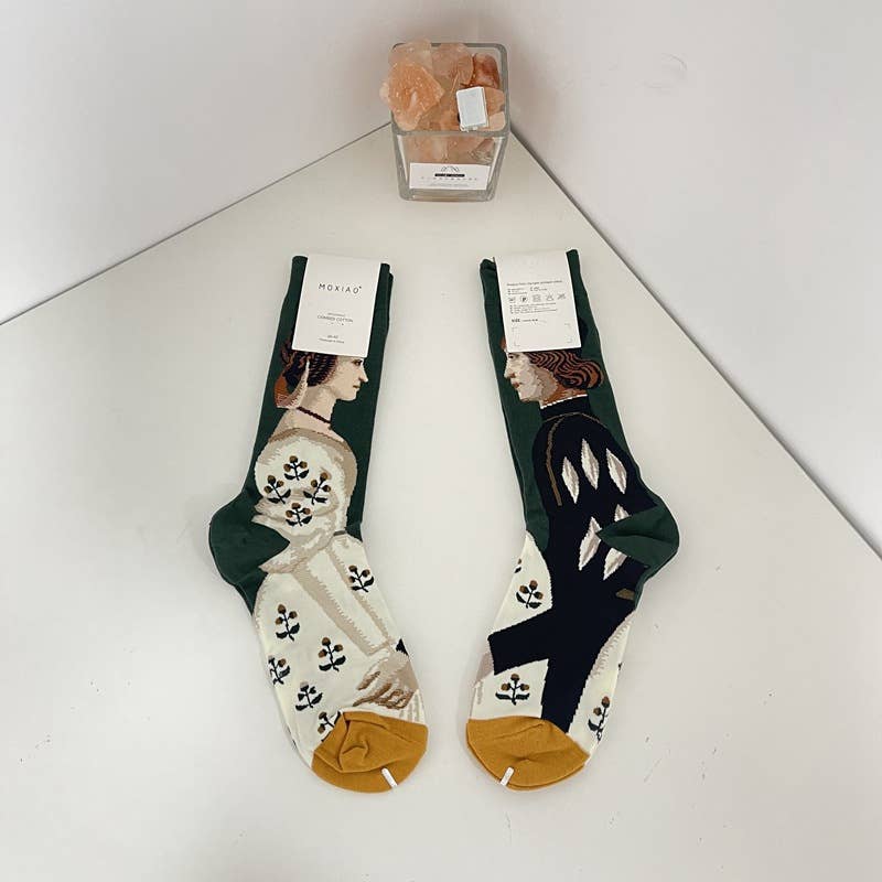 Tourtiwi - Vendita all'ingrosso Calzini - Unisex - Scorte di dipinti a olio astratti retrò di ritratti0