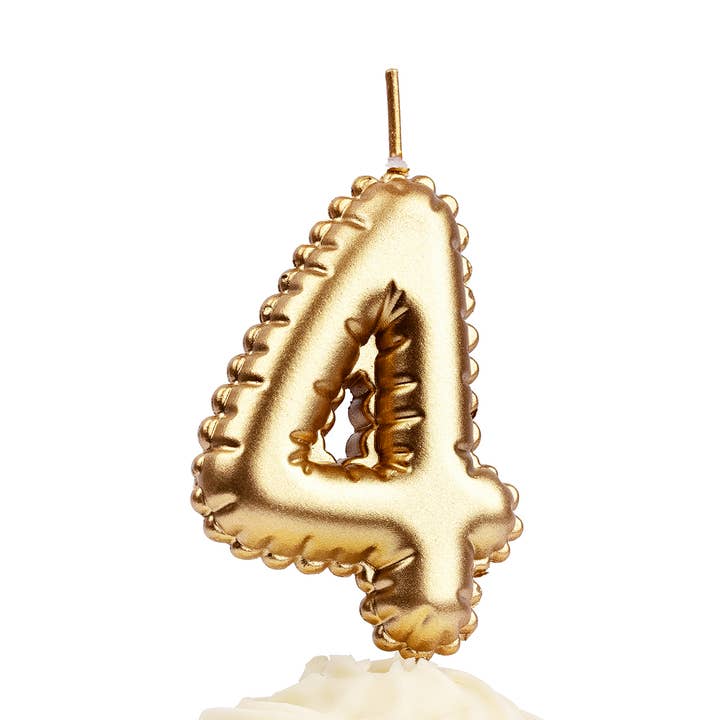 Designhouse95 - Wholesale Cake/cupcake topper - Number candle 1pc, 4, Foil balloon, Gold0