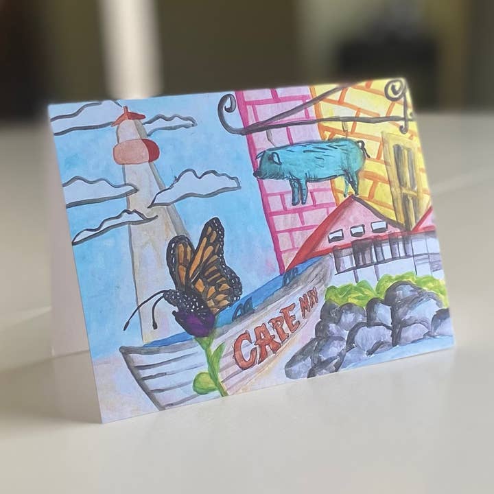 Cape May, New Jersey Printed Blank Watercolor Card for wholesale by Lexie Manion