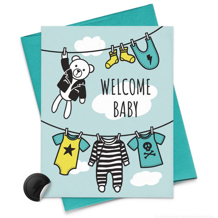 Welcome Baby Greeting Card, New Baby, Baby Shower for wholesale by Rock'N Paper