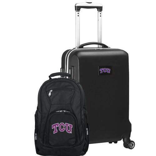 NCAA TCU Horned Frogs Deluxe 2 Piece Backpack & Carry-On Set for wholesale by Mojo Licensing