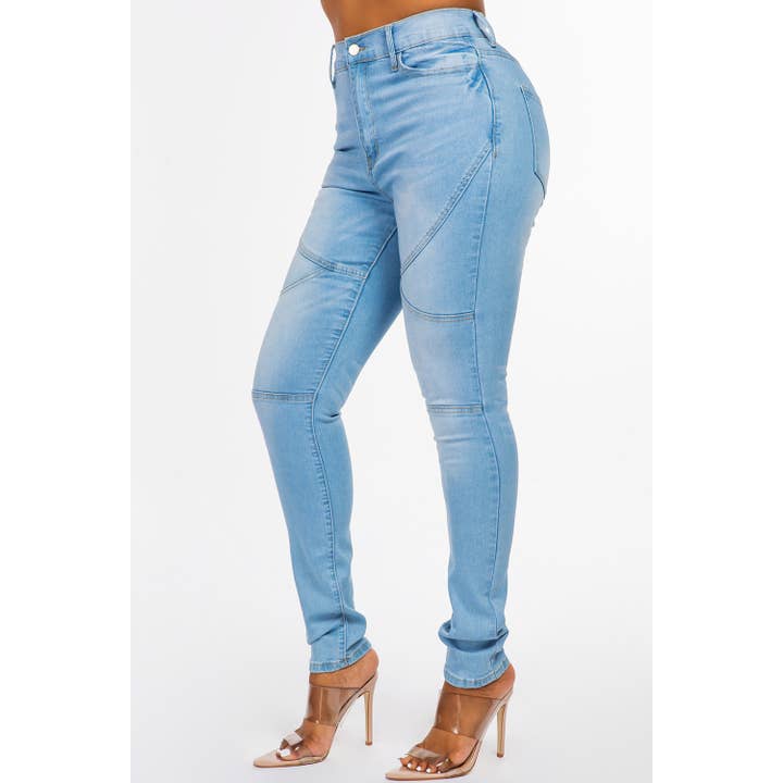 Blue Turtle - Wholesale Jeans - Women's - Seamed High Rise Skinny Jean Light Blue DH20232