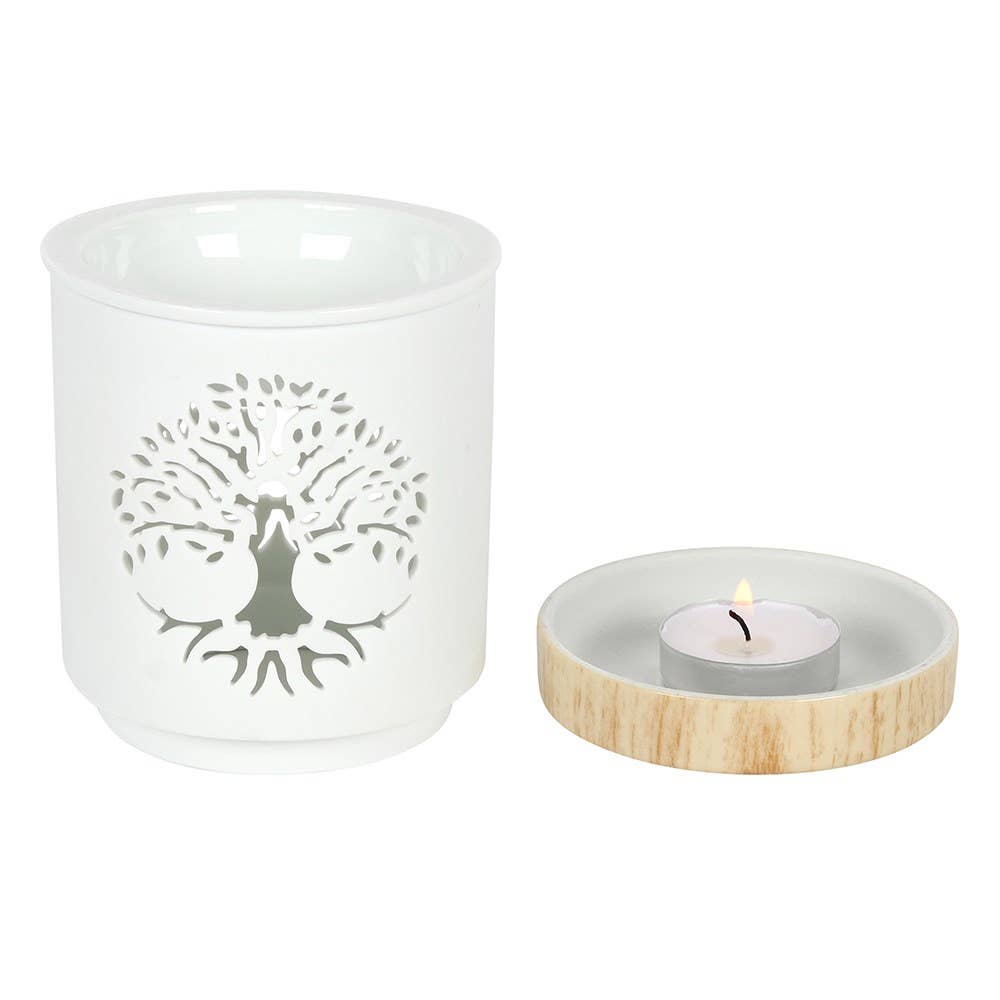 Something Different Wholesale - Wholesale Oil Warmer - White Tree of Life Cut Out Oil Burner and Wax Warmer2