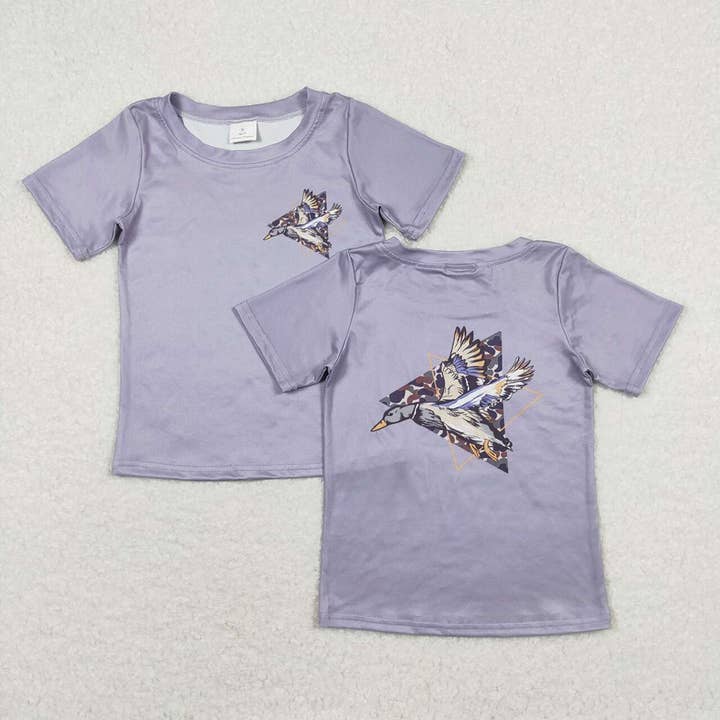 Baby Boys Grey Duck Camo Hunting Short Sleeve Tee Shirt Tops for wholesale by Aier Wholesale
