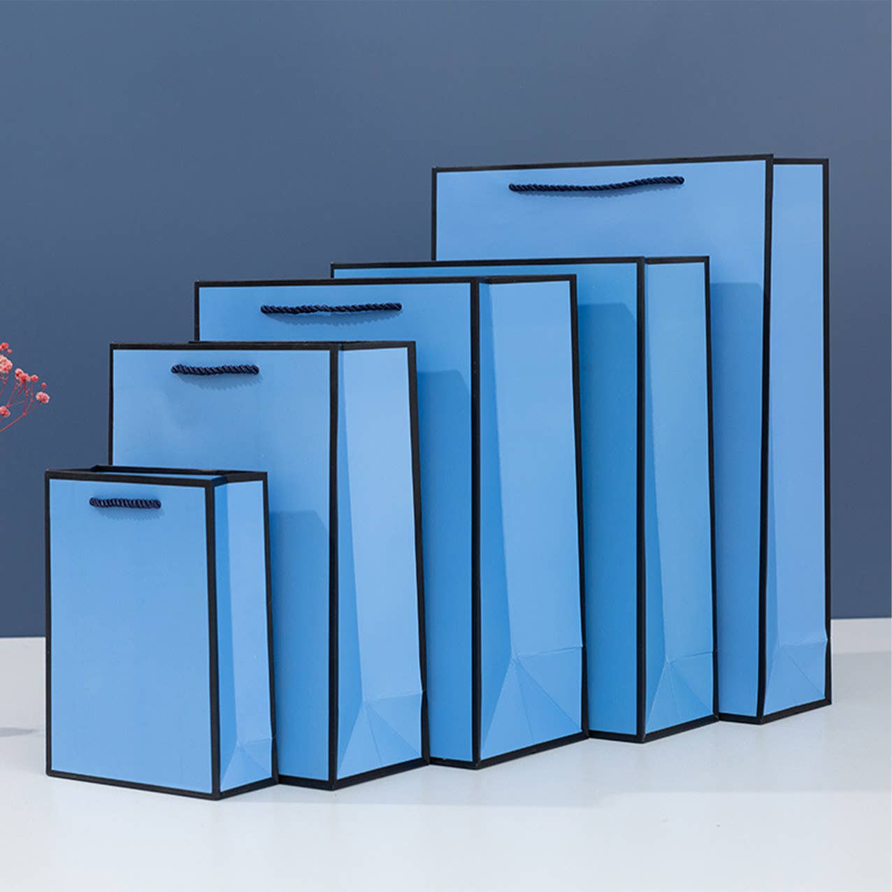 ByHome - Wholesale Gift Bag - Blue with Black Border Paper Gift Bag w/ free tissue1