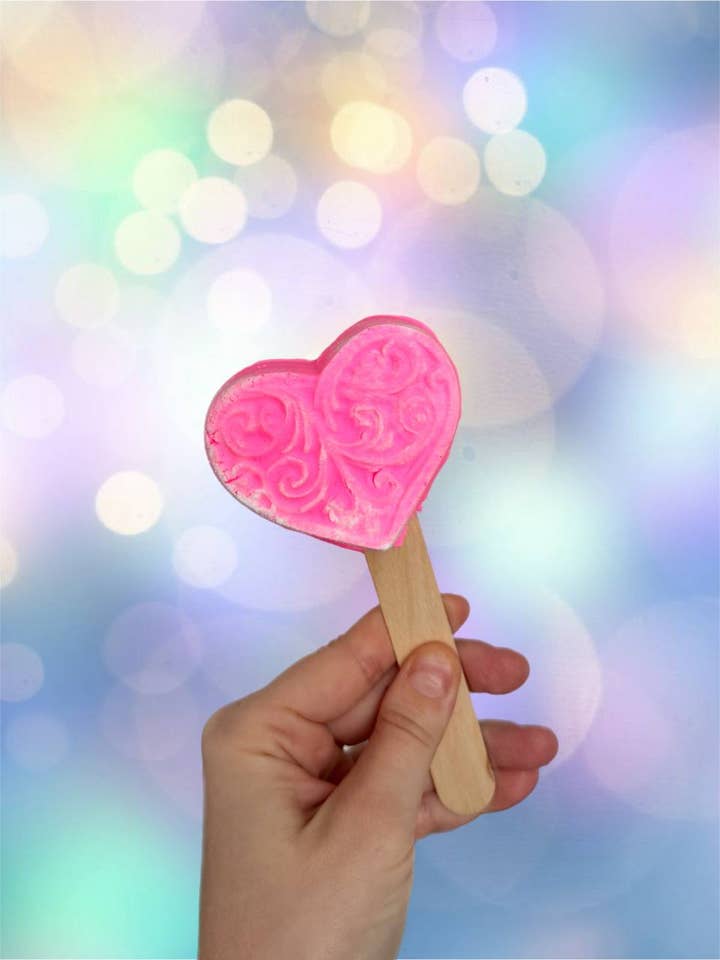 Heart Bubble Bath. Solid reusable bubble bath, Valentines for wholesale by La Bomba