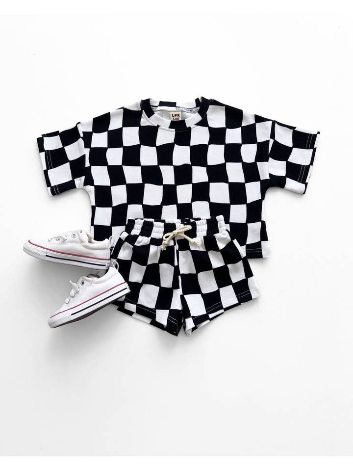 Lucky Panda Kids - Wholesale Top & Short Set - Kids - Shorts Set | Wavy Checkered