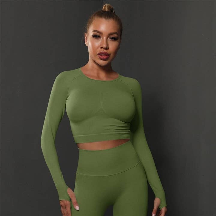 FurDecoration - Wholesale Athletic top – Women′s - Solid Color Sports Compression Long Sleeve T-Shirt7