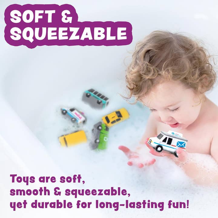 Tub Works LLC - Wholesale Bath Toy - Baby - Tub Works® Vehicles™ Bath Cars Mold Free Bath Toys, 6 Pack6