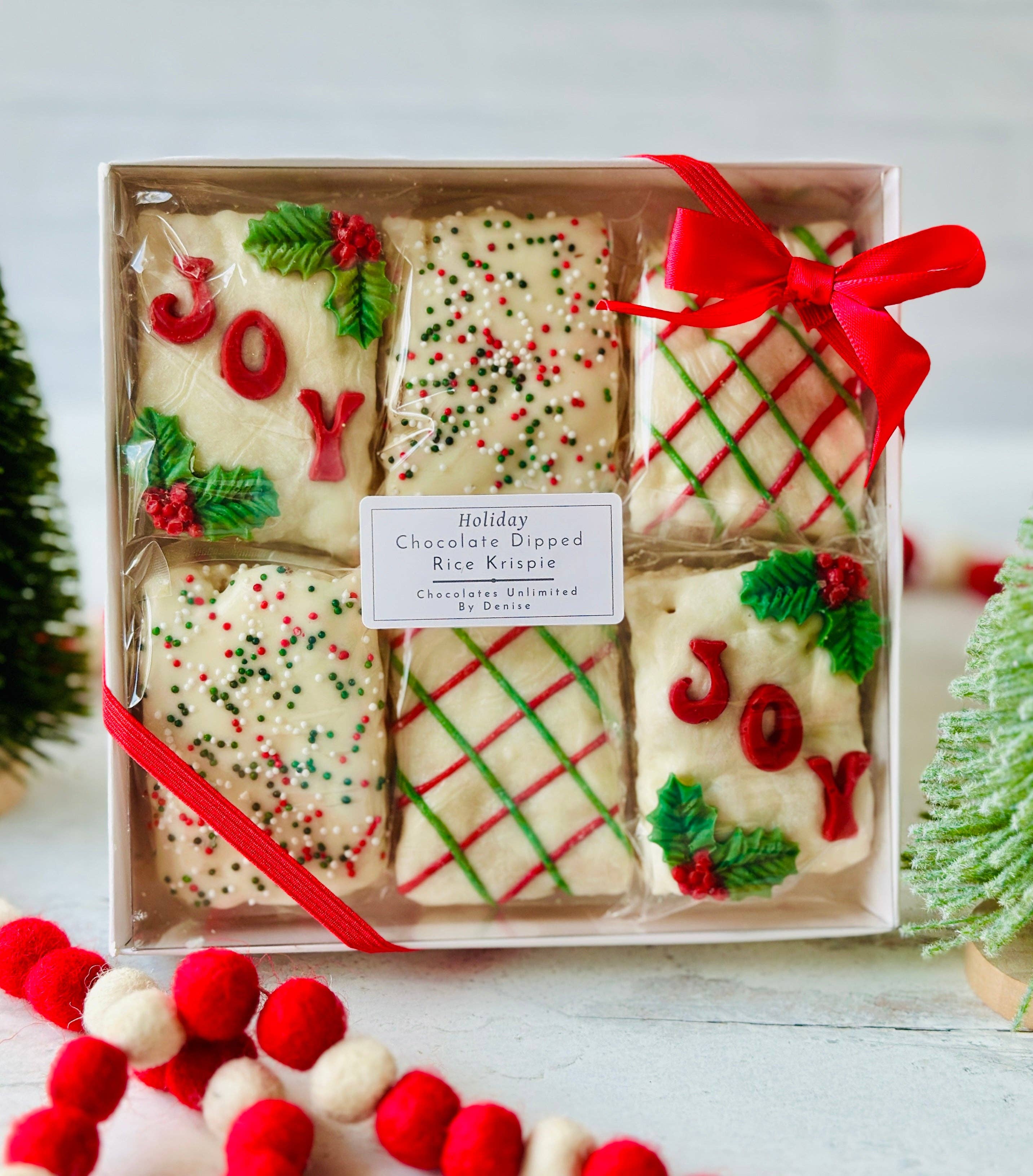 Chocolates Unlimited by Denise - Wholesale Chocolate Box - Holiday Chocolate Dipped Rice Crispy Treats Gift Box1